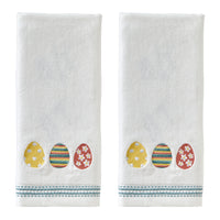 Easter Egg Line 2-Piece Hand Towel Set, White