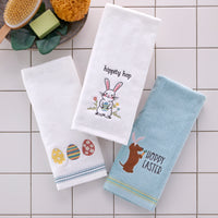 Hoppy Easter 2-Piece Hand Towel Set, Aqua