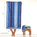 Eckhart Stripe Bath Towel, Blue, with size info