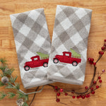 Farm Truck 2-Piece Hand Towel Set, Gray, flat