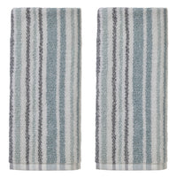 Farmhouse Stripe 2-piece Hand Towel Set, Aqua Multi