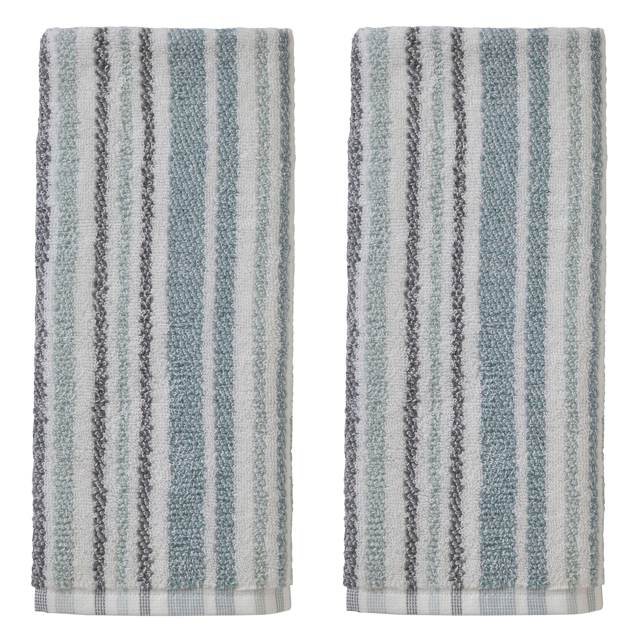 Farmhouse Stripe 2-piece Hand Towel Set, Aqua Multi