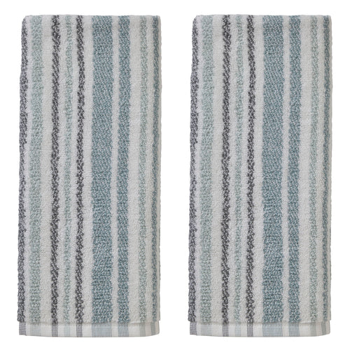 Farmhouse Stripe 2-piece Hand Towel Set, Aqua Multi