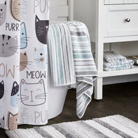 Farmhouse Stripe Towels, Aqua Multi, lifestyle, display on side of bathtub