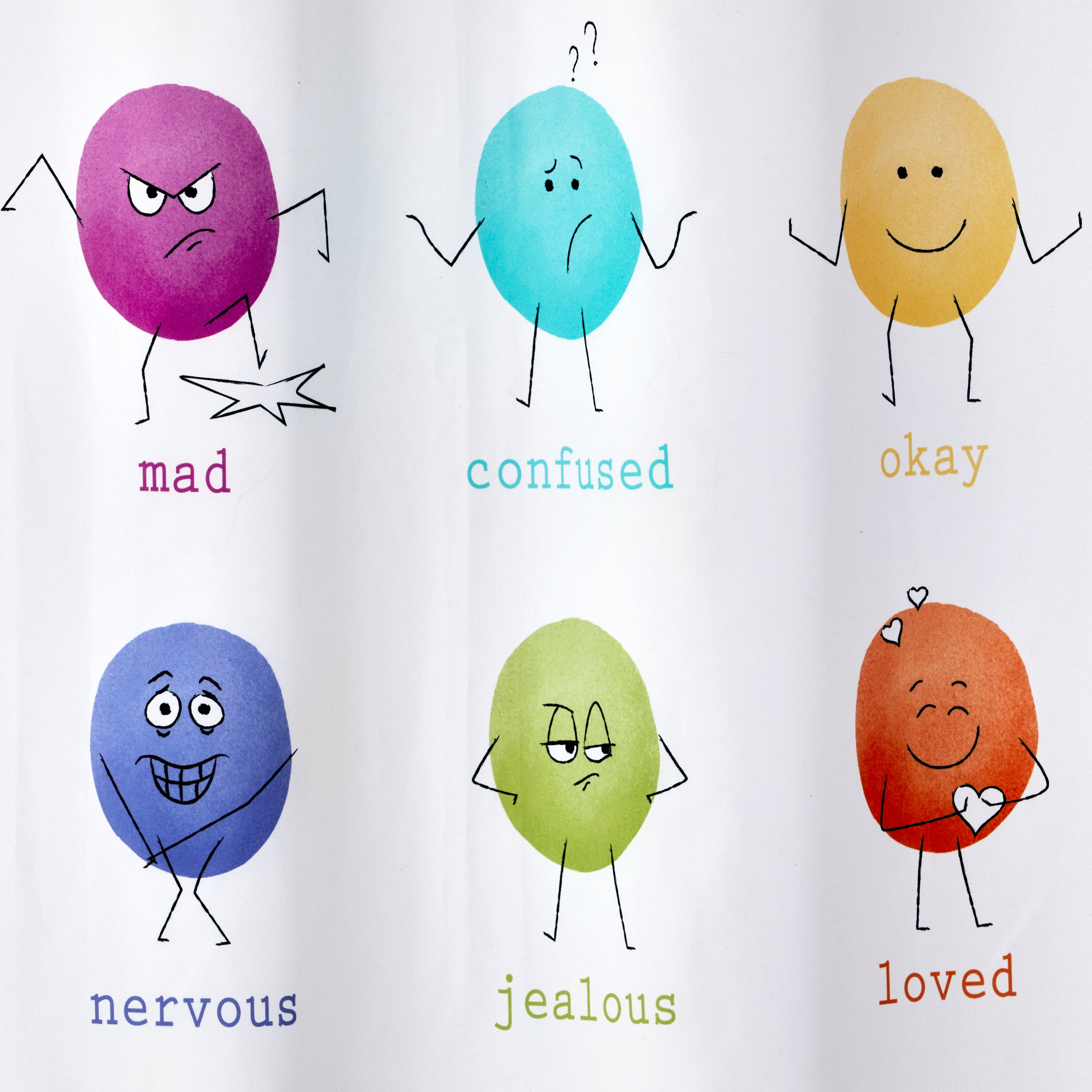 Feelings Fabric Shower Curtain, Multi