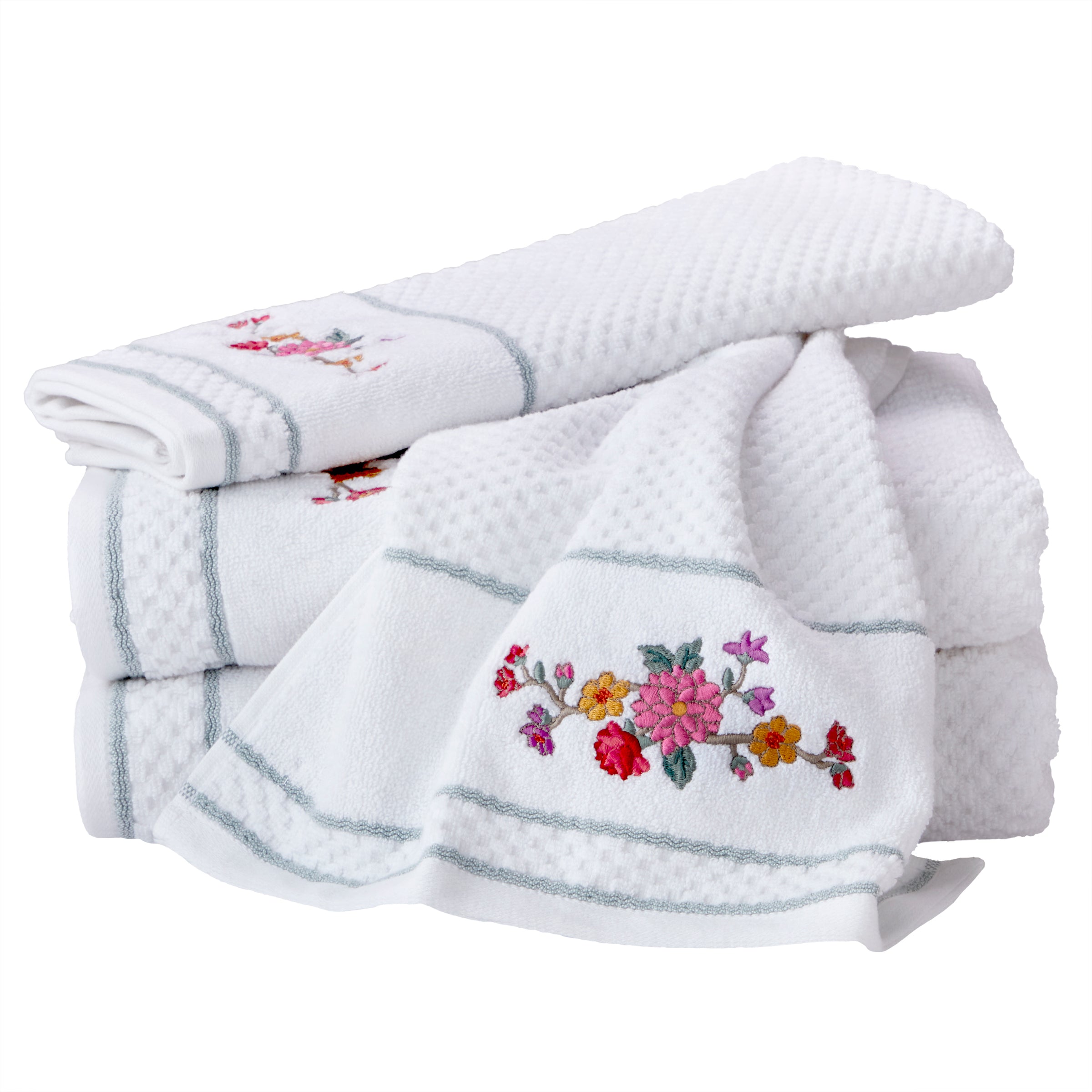 Vern Yip by SKL Home Floral Totem Bath Towel, White/Multi