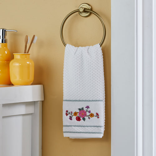 Vern Yip by SKL Home Floral Totem 2-Piece Hand Towel Set, White/Multi