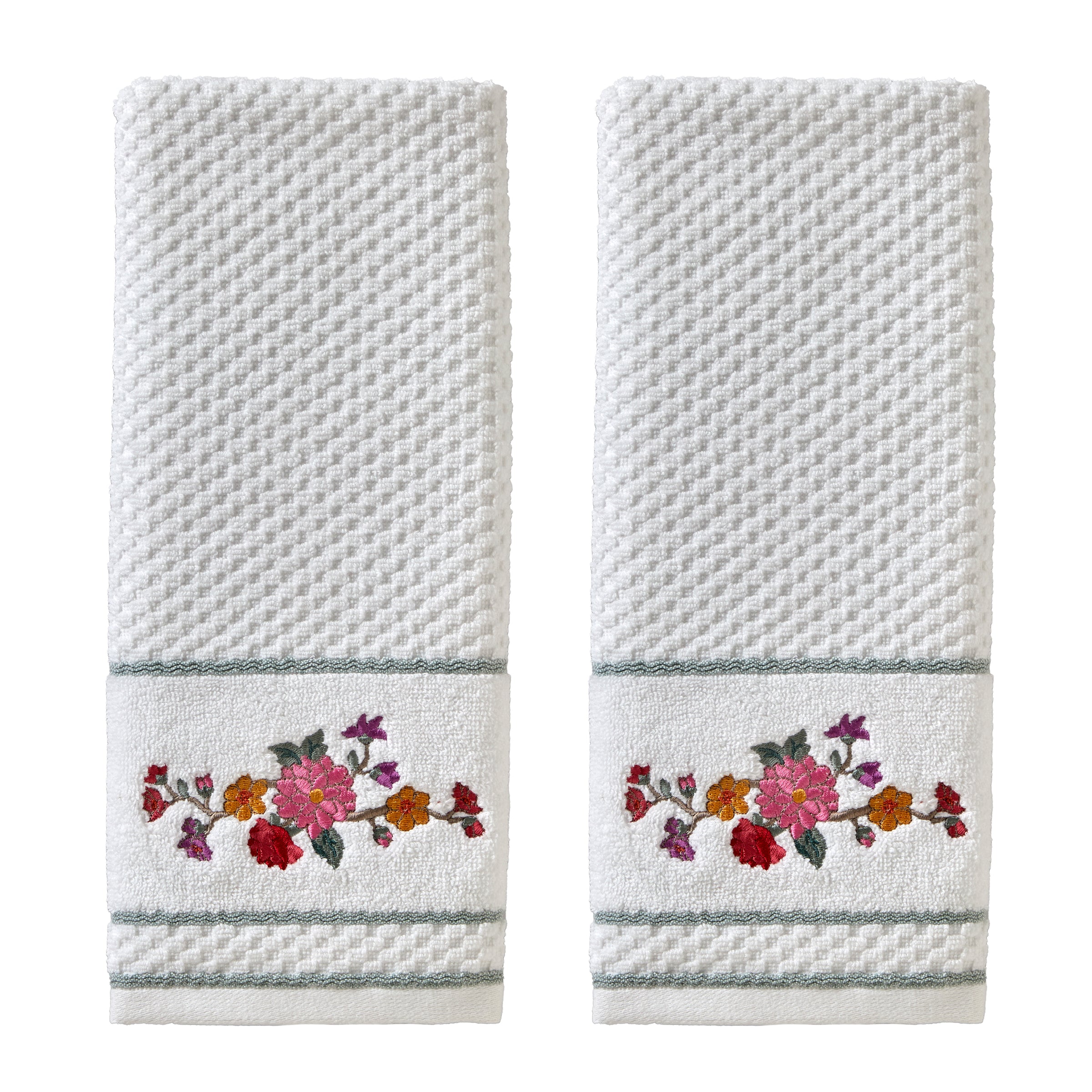 Vern Yip by SKL Home Floral Totem 2-Piece Hand Towel Set, White/Multi