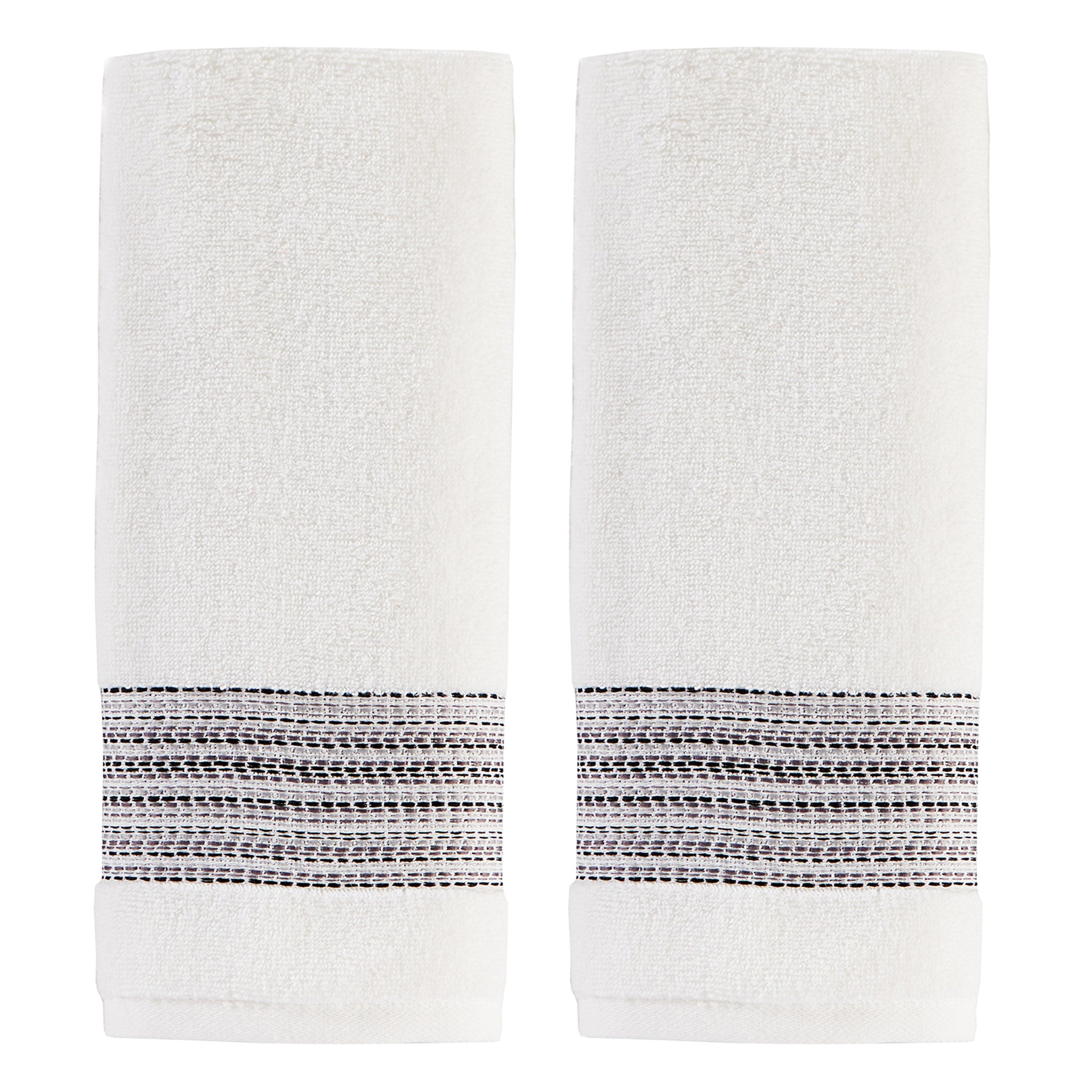 Geo Stripe 2-piece Hand Towel Set, Off White