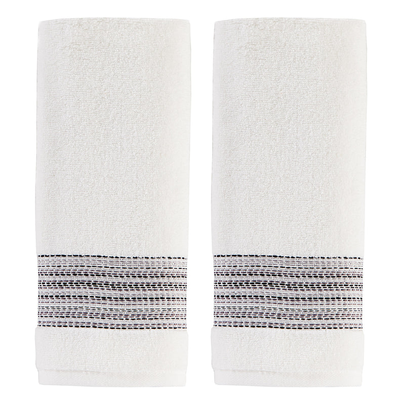 Geo Stripe 2-piece Hand Towel Set, Off White
