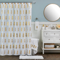 Gilded Pineapple Toothbrush Holder, White/Gold