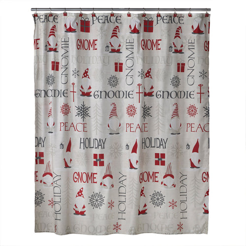 Gnome Holiday Shower Curtain & Hook Set, Neutral