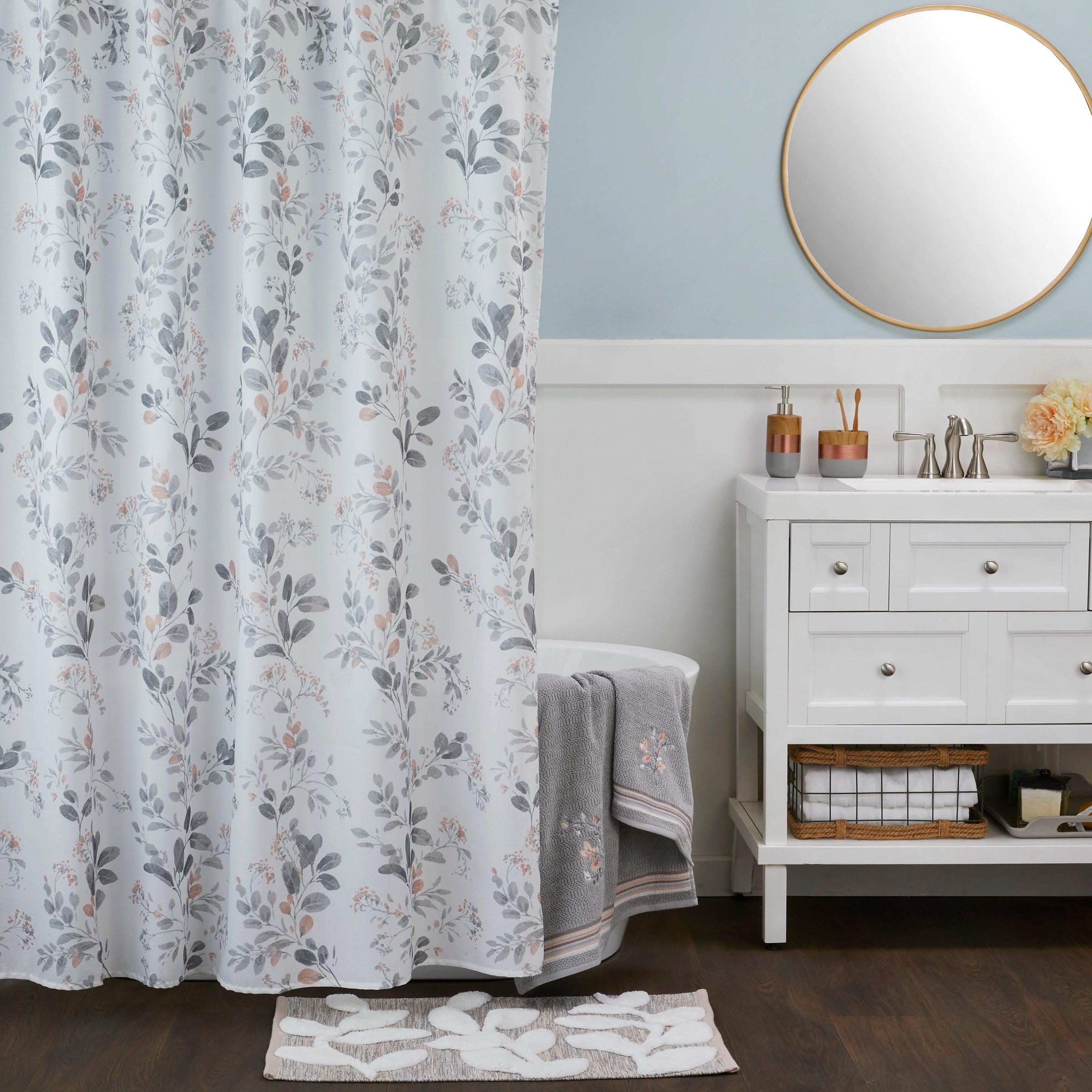 Greenhouse Leaves Shower Curtain, Multi/Blush