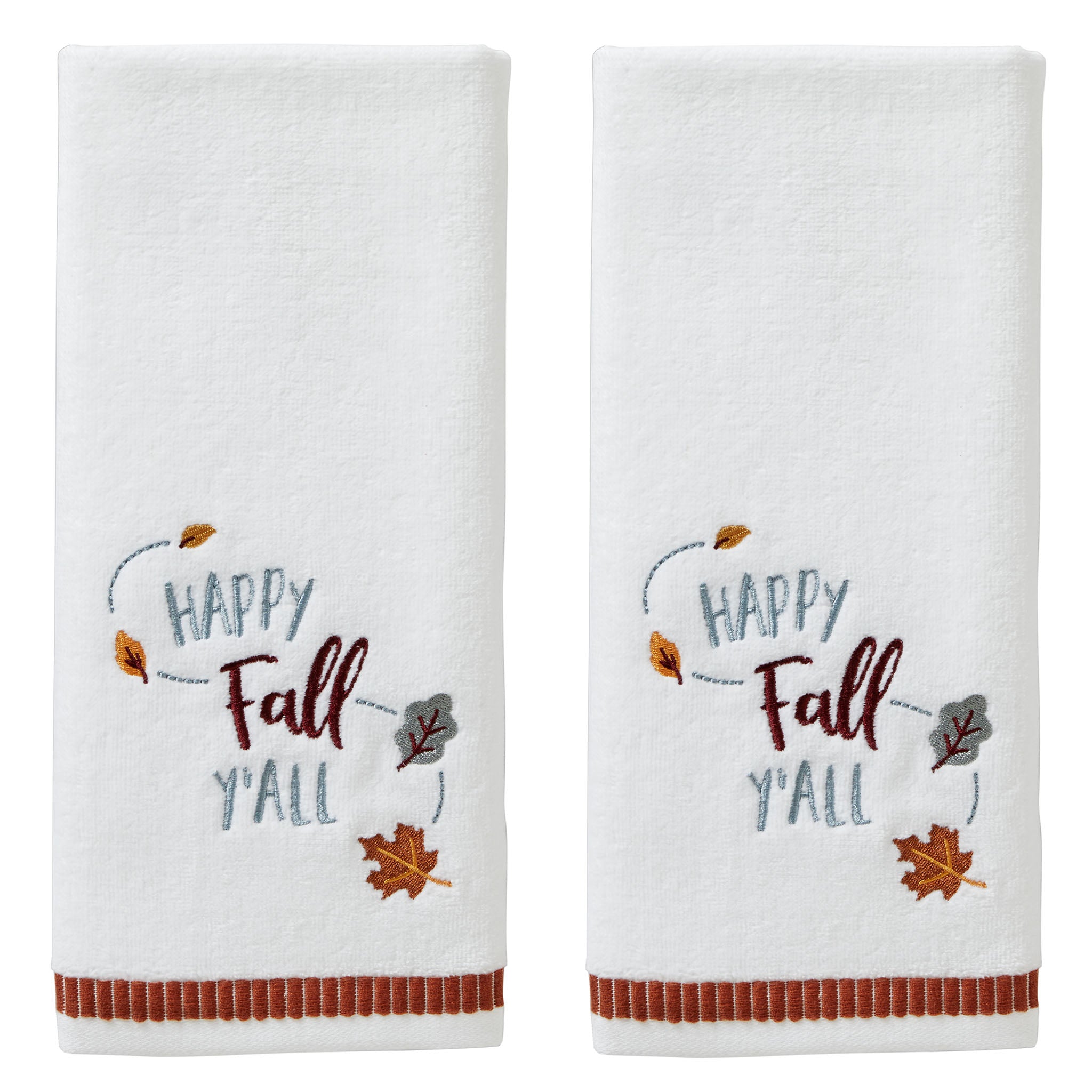 Happy Fall Y'All 2-piece Hand Towel Set, White