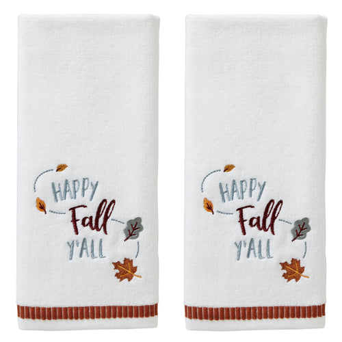 Happy Fall Y'All 2-piece Hand Towel Set, White