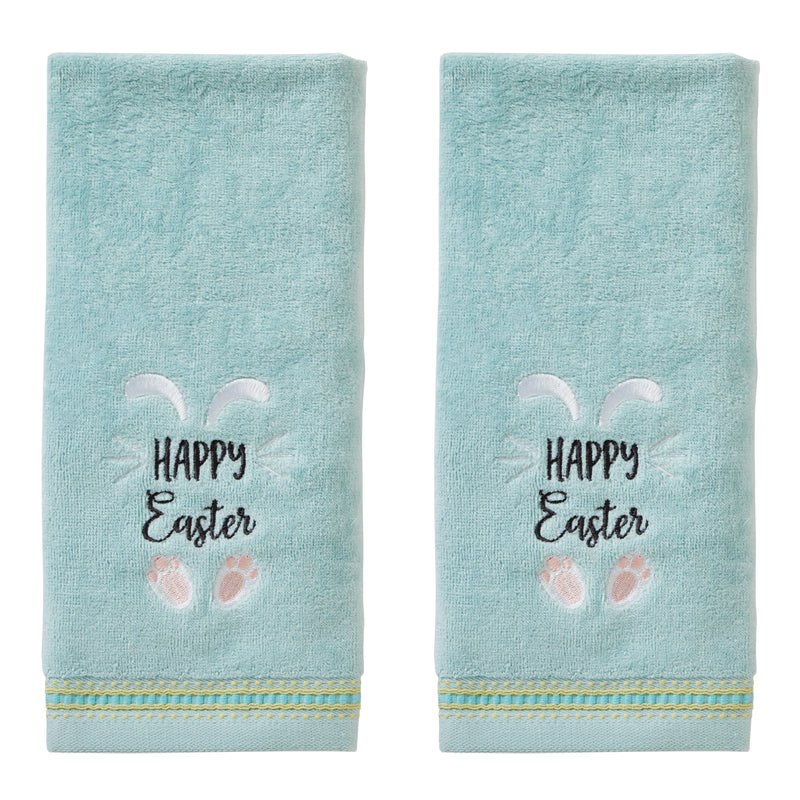 Happy Easter Bunny 2-Piece Hand Towel Set, Aqua