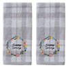 Happy Spring Wreath 2-Piece Hand Towel Set, Gray/White