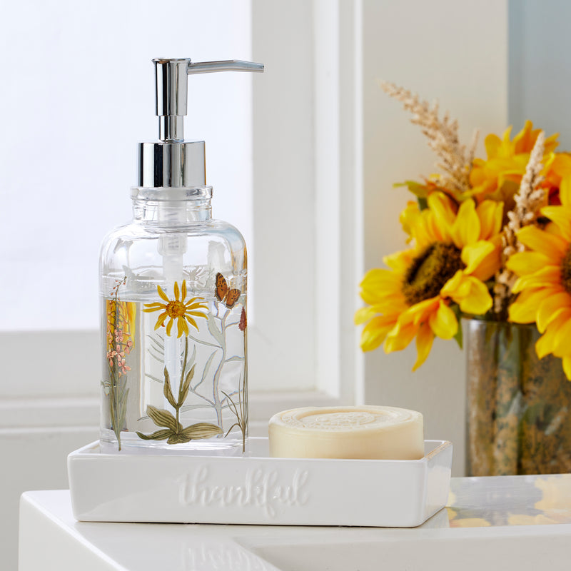Heirloom Wildflowers Lotion/Soap Dispenser & Tray Set, Multi