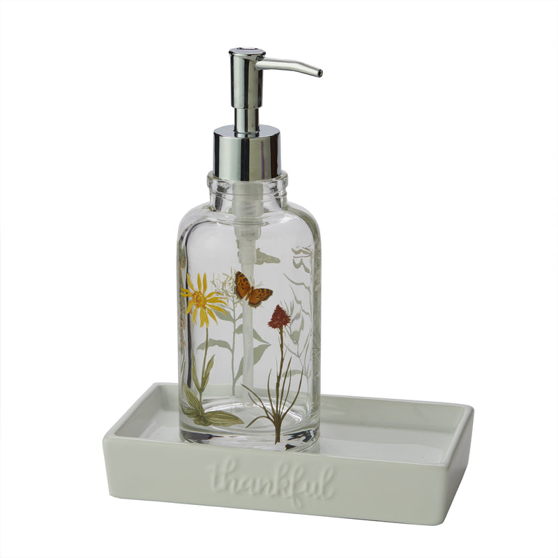 Heirloom Wildflowers Lotion/Soap Dispenser & Tray Set, Multi