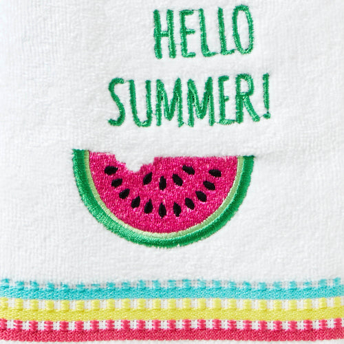 Hello Summer Hand Towel, White, detail