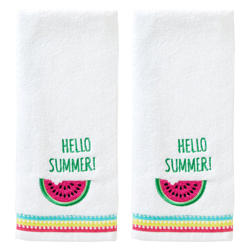 Hello Summer 2-piece Hand Towel Set, White