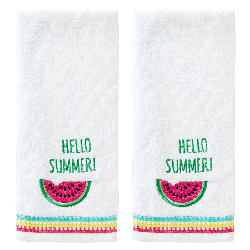 Hello Summer 2-piece Hand Towel Set, White