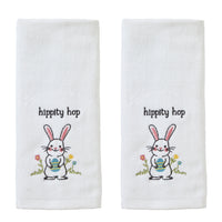 Hippity Hop 2-Piece Hand Towel Set, White