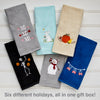 Holidays 6-Piece Hand Towel Set, Assorted, flat