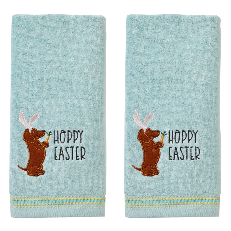 Hoppy Easter 2-Piece Hand Towel Set, Aqua