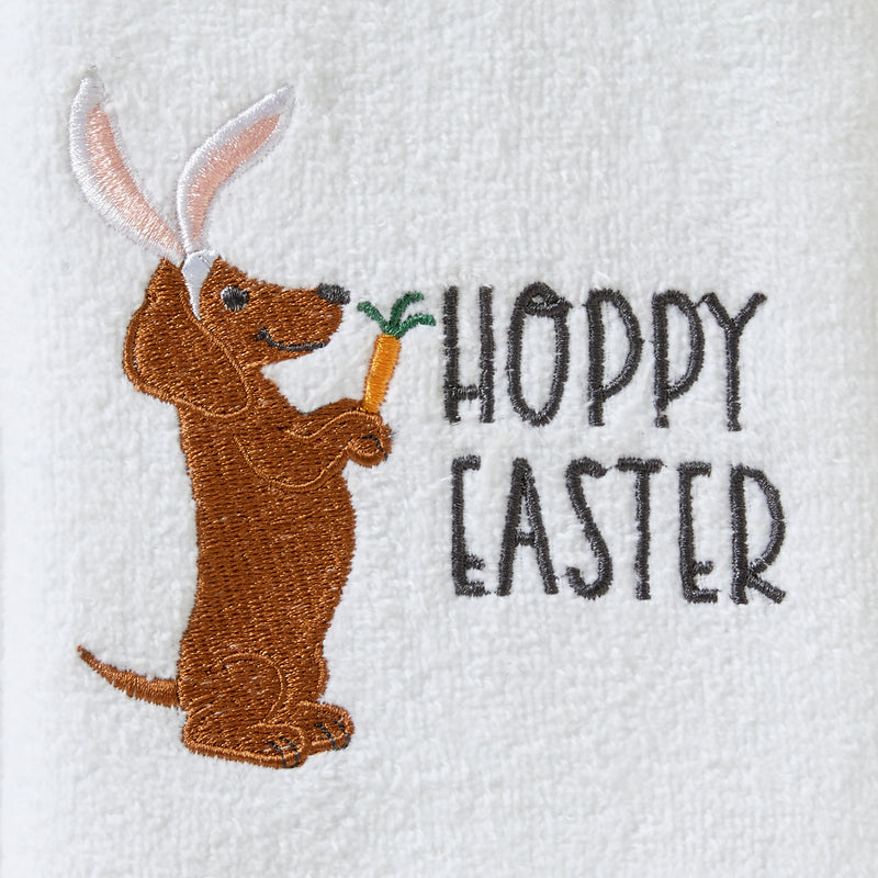 Hoppy Easter 2-Piece Hand Towel Set, White