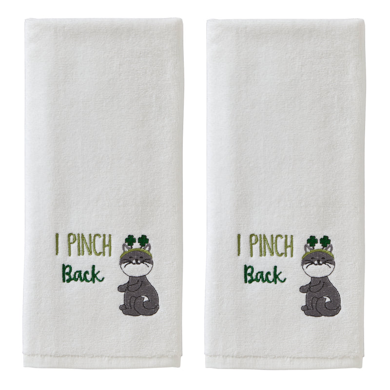 I Pinch Back 2-Piece Hand Towel Set, White