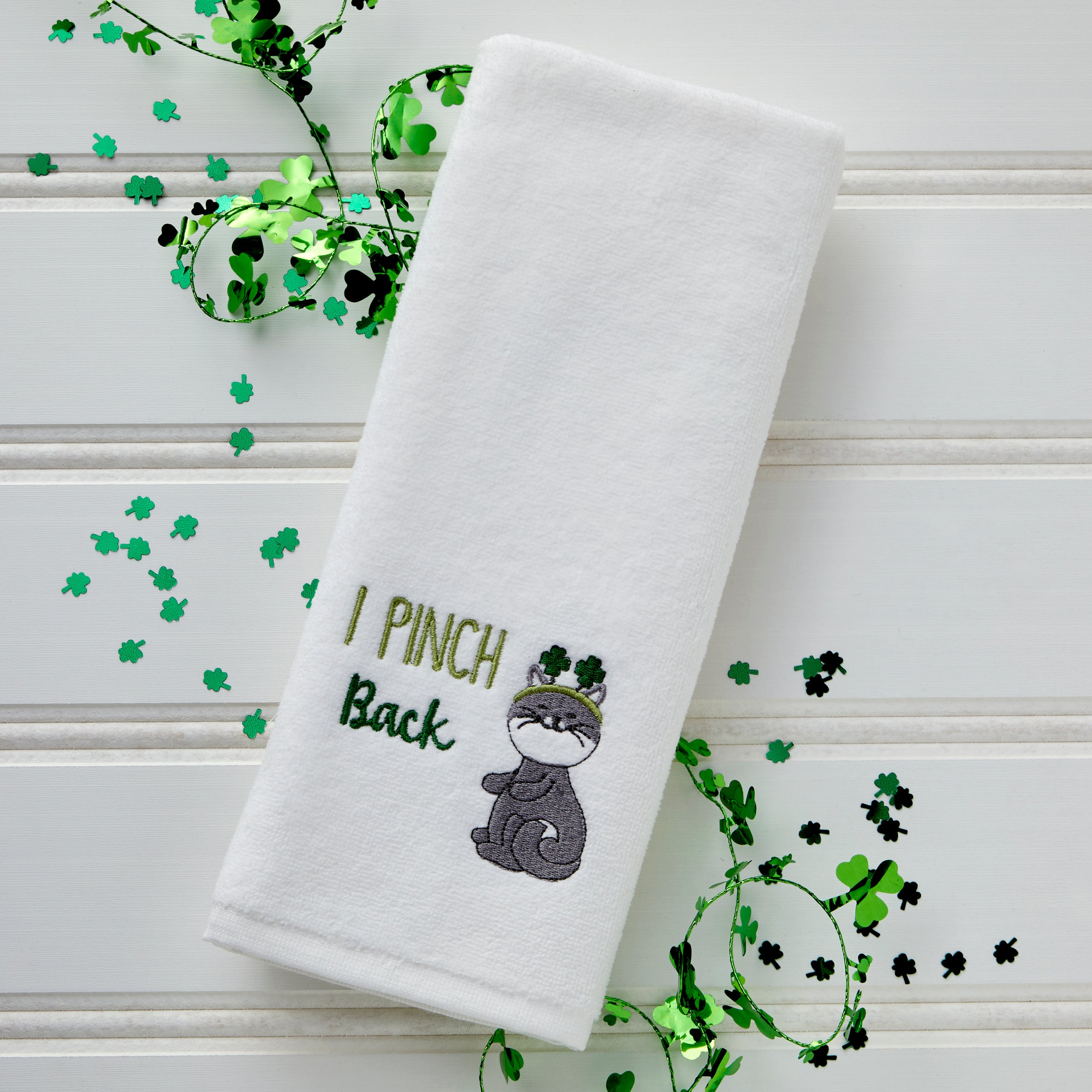 I Pinch Back 2-Piece Hand Towel Set, White
