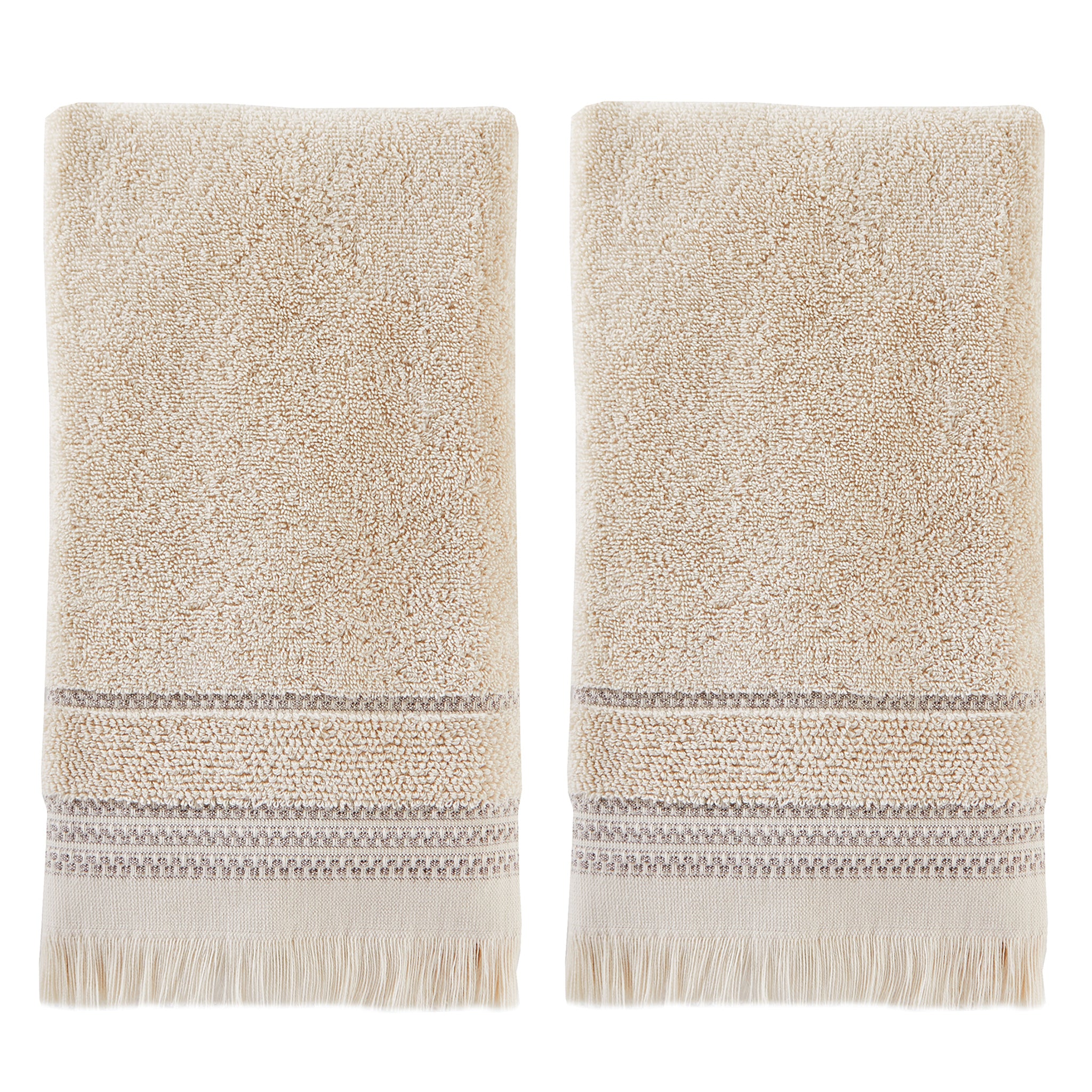 Jude Fringe 2-piece Hand Towel Set, Beige