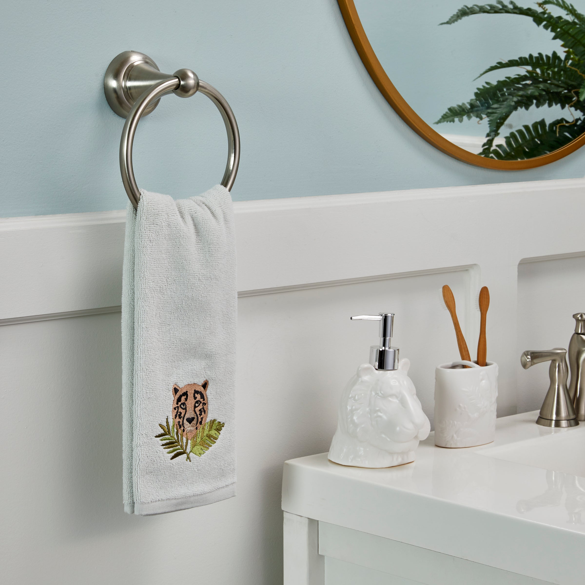 Vern Yip by SKL Home Jungle Cats Cheetah 2-Piece Hand Towel Set, Gray