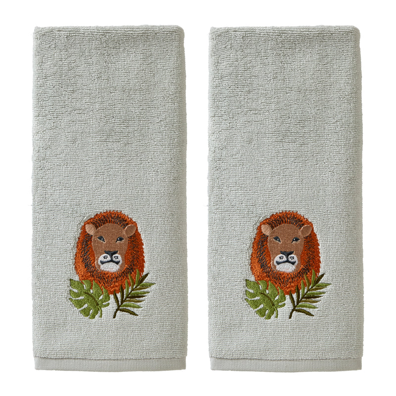 Vern Yip by SKL Home Jungle Cats Lion 2-Piece Hand Towel Set, Gray
