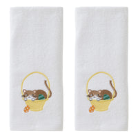 Easter Egg Cat 2-Piece Hand Towel Set, White