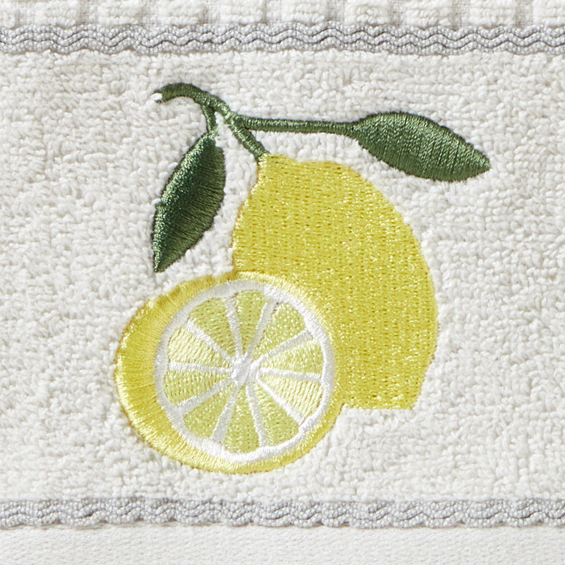Lemon Zest Hand Towel Set, White, detail