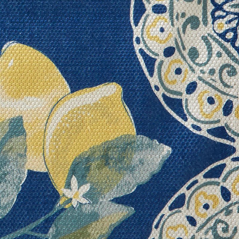 Lemon Medallion Kitchen Rug, Blue/Multi