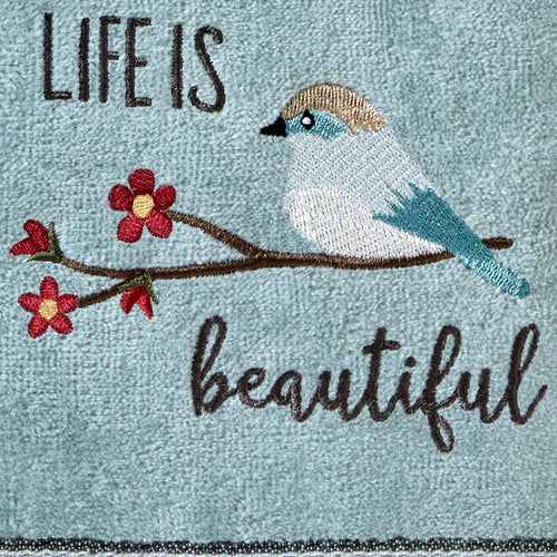 Life Is Beautiful 2-Piece Hand Towel Set, Dusty Teal