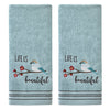 Life Is Beautiful 2-Piece Hand Towel Set, Dusty Teal