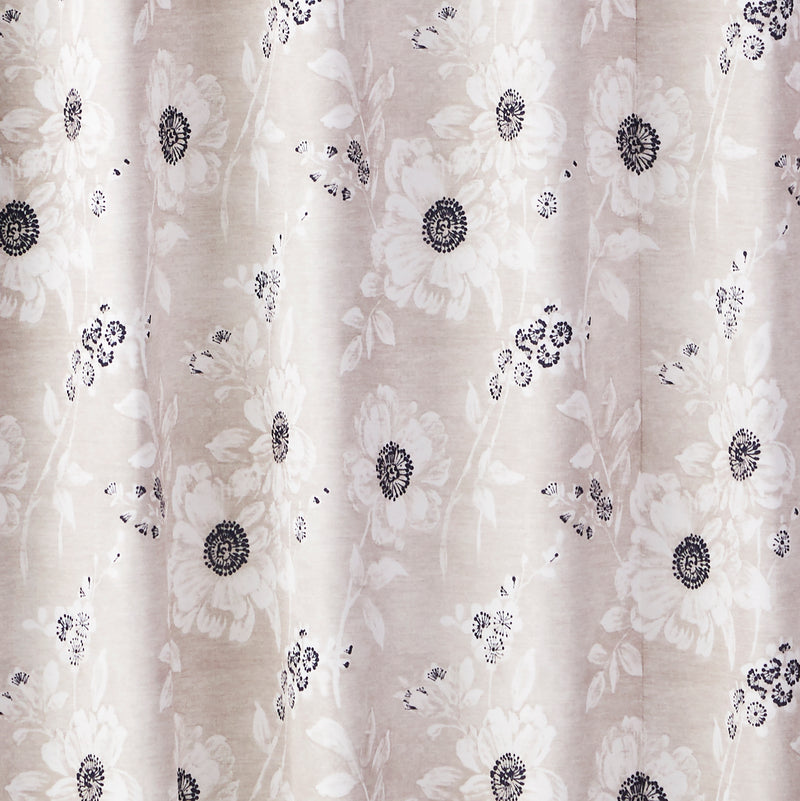 Linen Flowers Fabric Shower Curtain, Linen