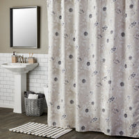 Linen Flowers Fabric Shower Curtain, Linen
