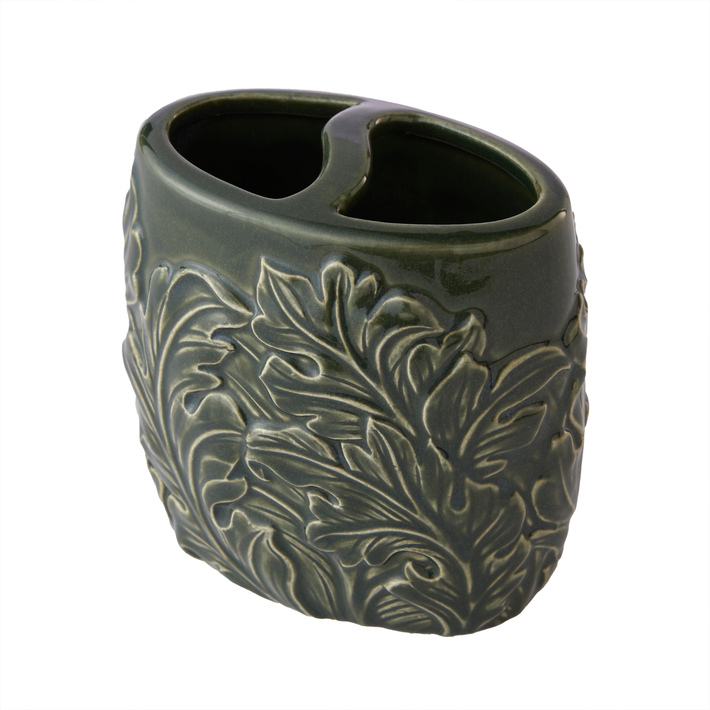 Vern Yip by SKL Home London Floral Toothbrush Holder, Dark Green