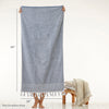 Longborough Bath Towel, Denim, with size info