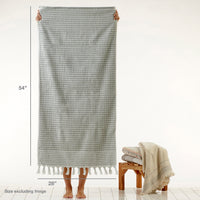 Longborough Bath Towel, Sage, with size info