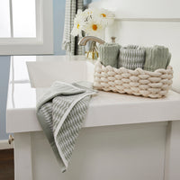 Longborough 4-piece Washcloth Set, Sage, Lifestyle