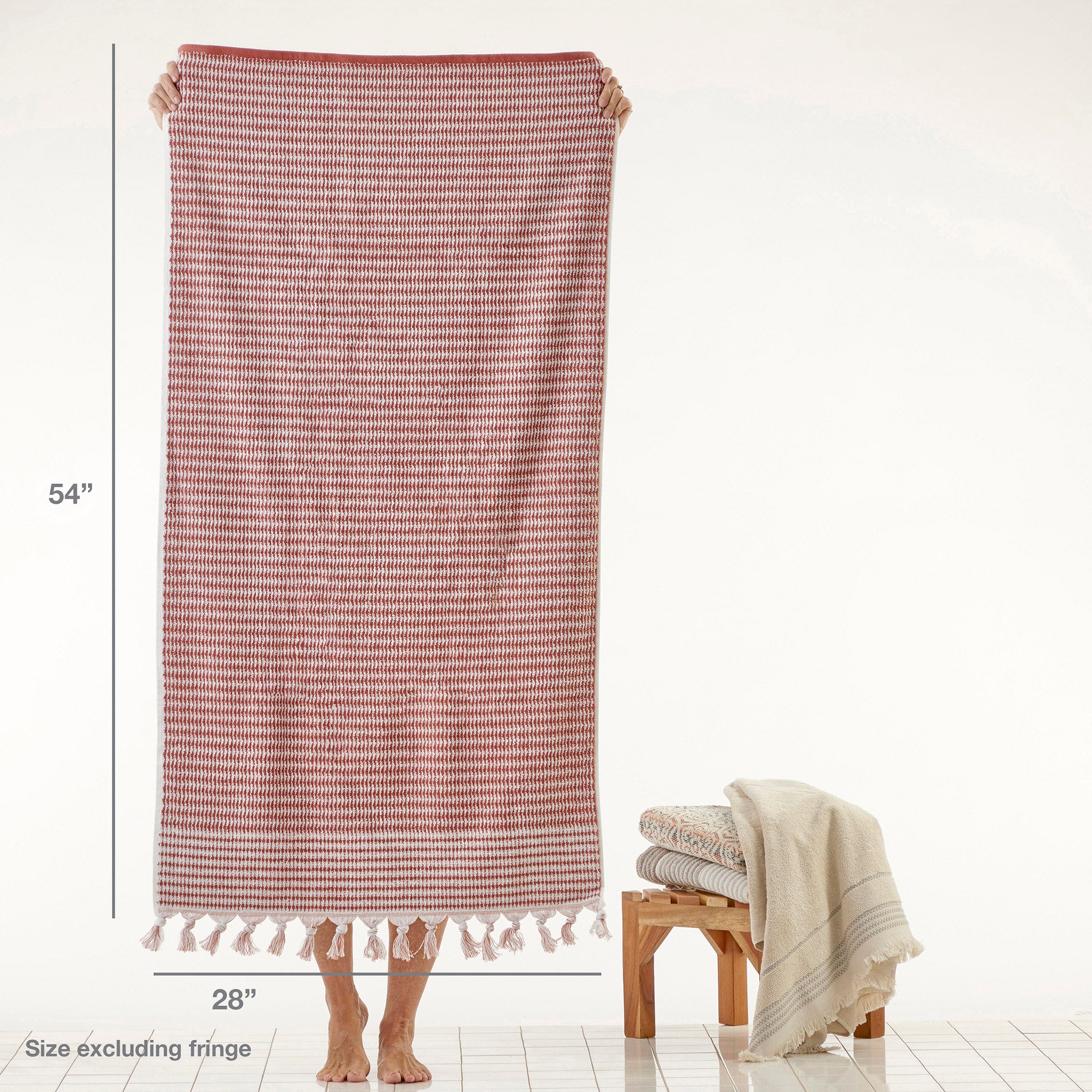 Longborough Bath Towel, Spice, with size info