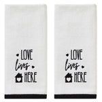 Love House 2-piece Hand Towel Set, White