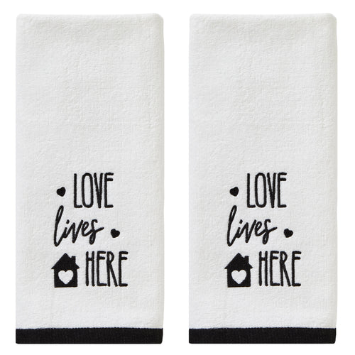 Love House 2-piece Hand Towel Set, White