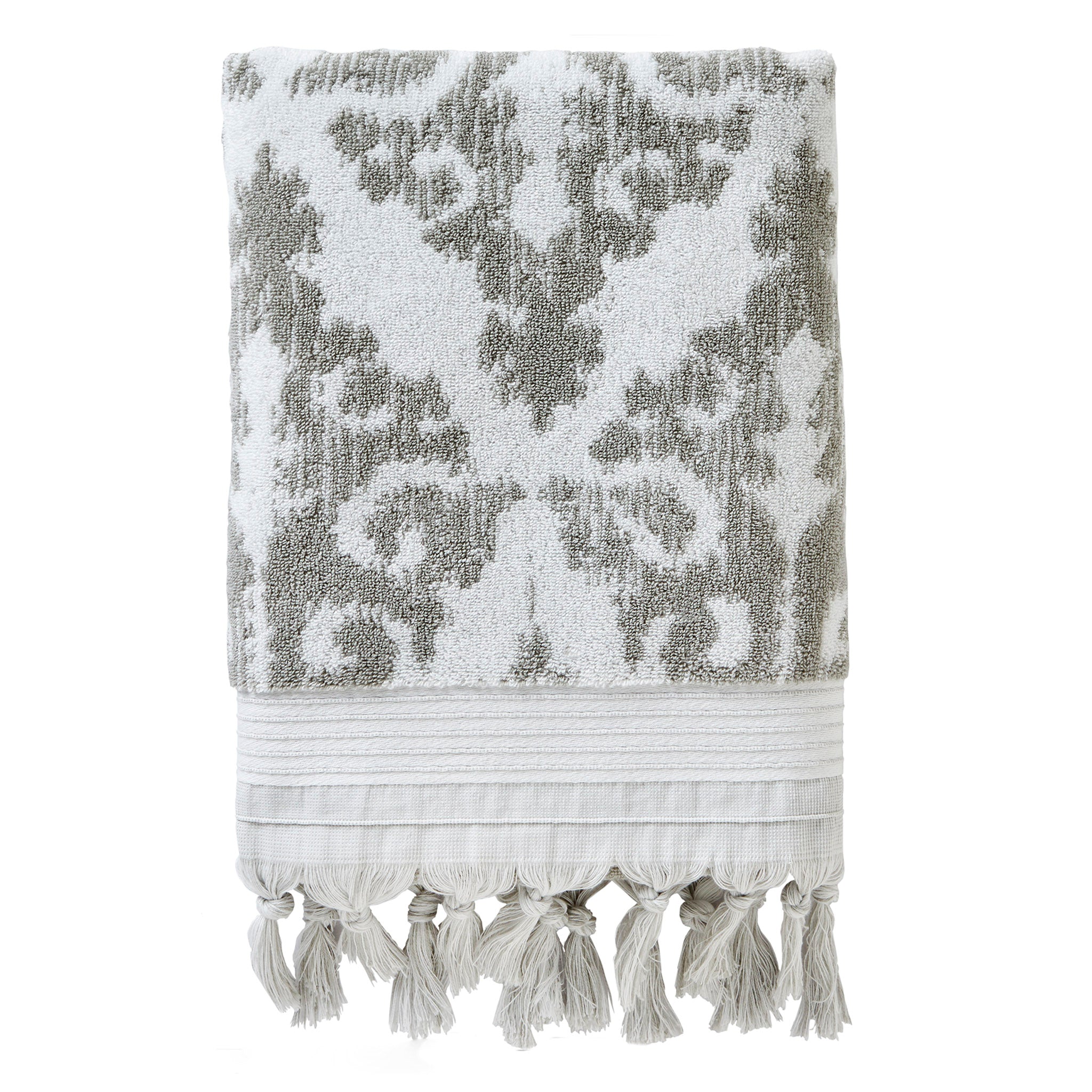 Mirage Fringe Bath Towel, Gray